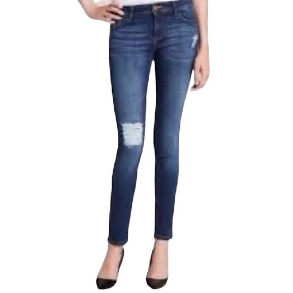 DL1961 Ripped Distressed Florence Insta Sculpt Buckley Blue Denim Jeans Size 25 - Picture 1 of 15